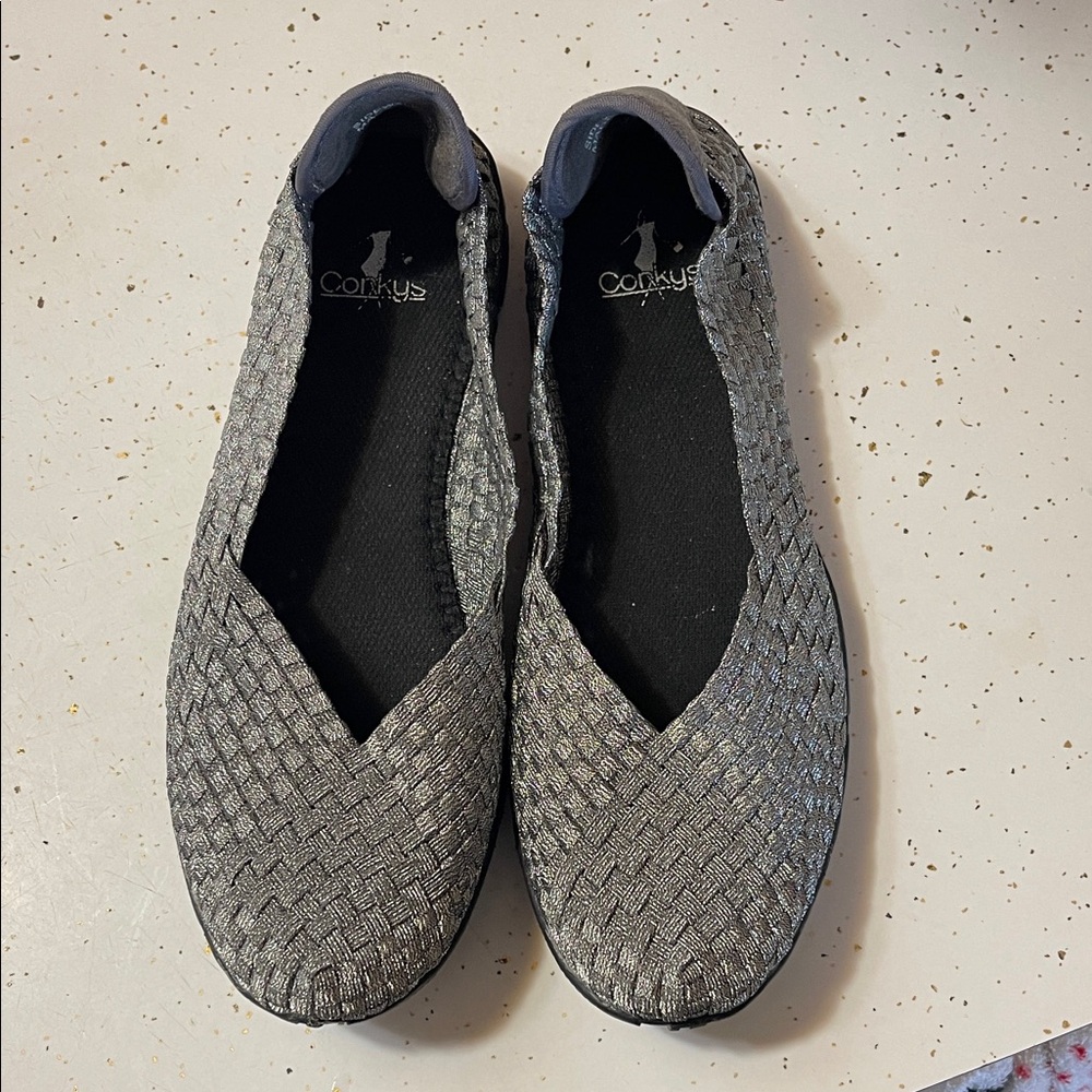 Conkys Women's Metallic Woven Flats